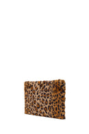 Woman Leopard Chain-Strap Plush Clutch Bag | Derimod