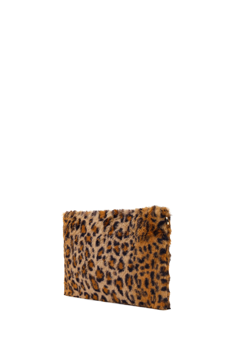 Woman Leopard Chain-Strap Plush Clutch Bag