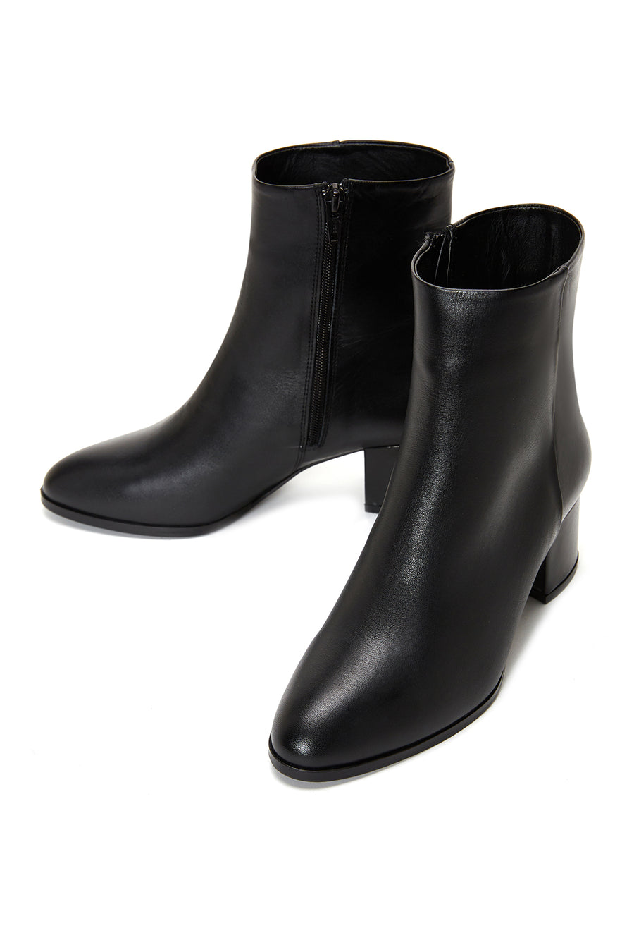 Women's Leather Zippered Heeled Boots