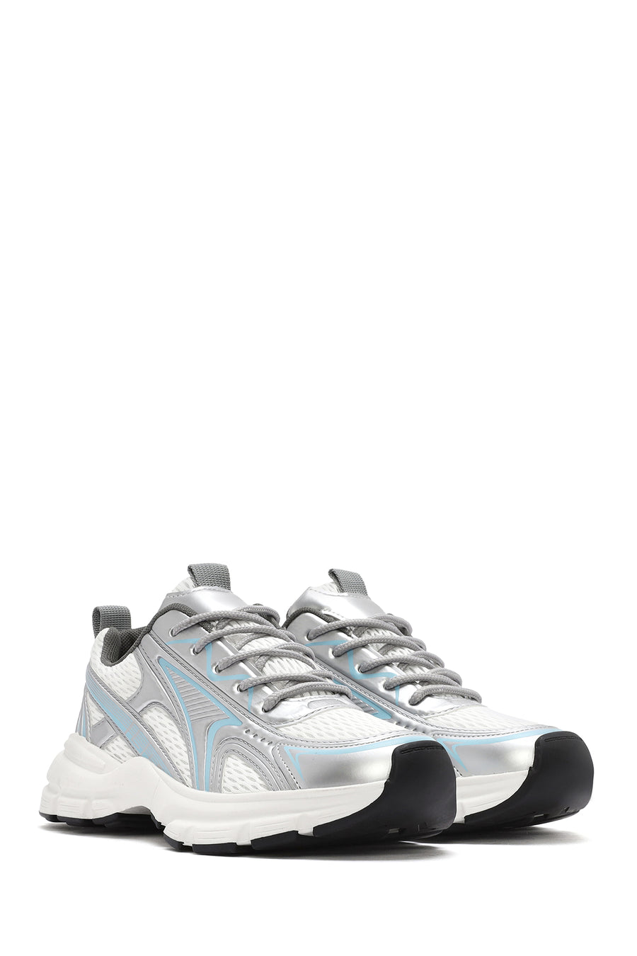 Women's Blue Chunky Sole Lace-Up Sneakers