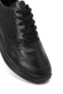 Erkek Siyah Bağcıklı Deri Sneaker | Derimod