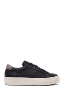 Woman Black Lace-Up Leather Sneaker | Derimod