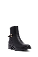 Woman Black Zip Closure Leather Boots | Derimod