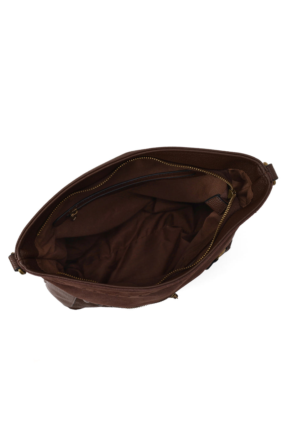 Woman Brown Long-Strap Suede Shoulder Bag