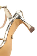 Woman Gold Ankle Buckle Open-Back Stiletto High Heel | Derimod
