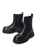 Women's Black Thick Soled Chelsea Leather Flat Boots | Derimod