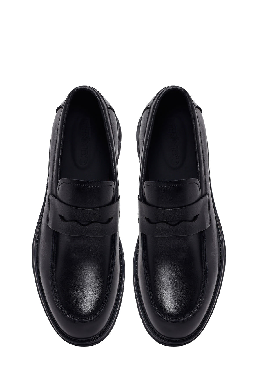 Male Black Thick-Soled Leather Loafer