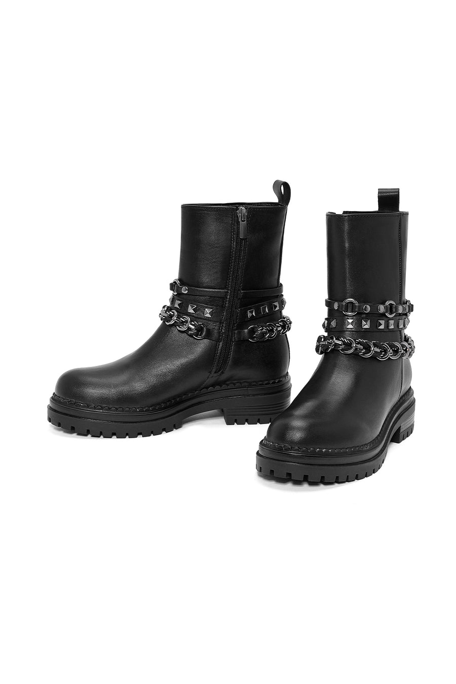 Women's Black Zippered Leather Boots