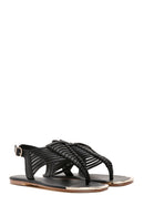Women's Black Back Strap Flip Flop Sandals | Derimod