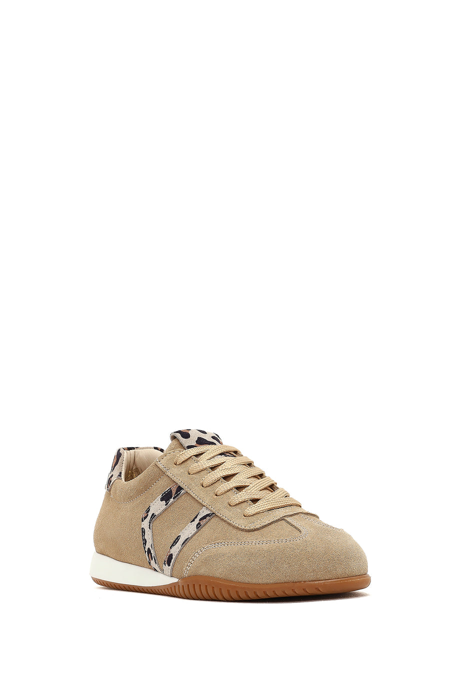 Kadın Bej Bağcıklı Süet Deri Sneaker