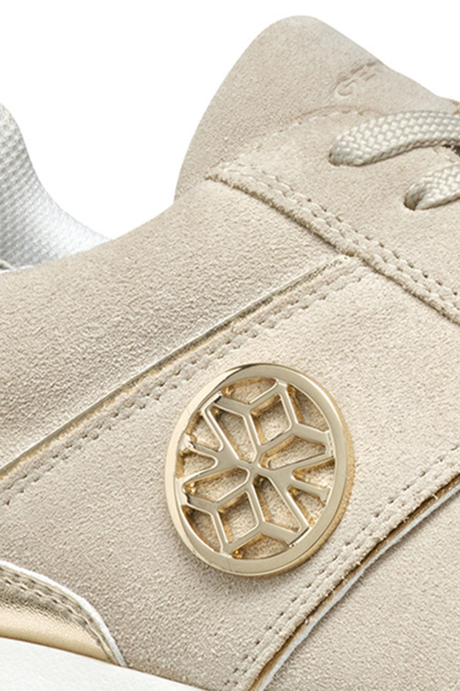 Geox Women Beige Low-Top Lace-Up Thick Sole Suede Leather Sneaker