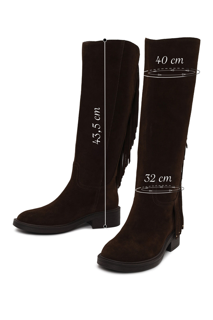 Woman Brown Tasselled Suede Boots