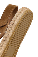 Women's Mink Suede Leather Espadrille Sandals with Ankle Buckle | Derimod
