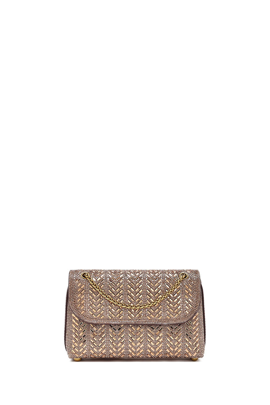 Women's Bronze Chain Strap Embellished Mini Evening Bag