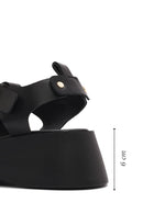 Women's Black Ankle Strap Thick Soled Leather Sandals | Derimod
