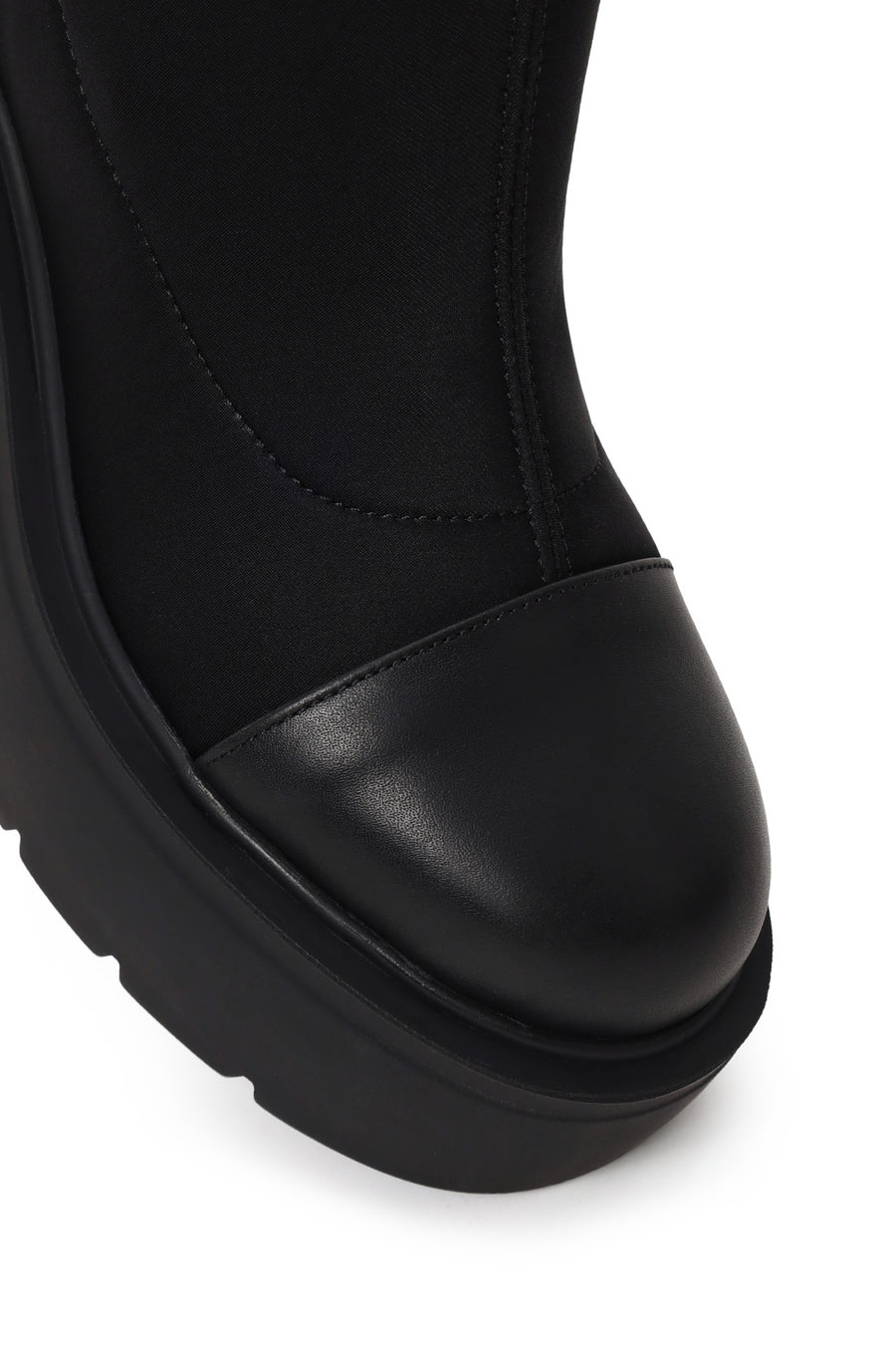 Woman Black Thick-Soled Fabric Boots