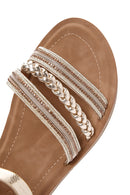 Women's Gold Ankle Strap Stone Sandals | Derimod