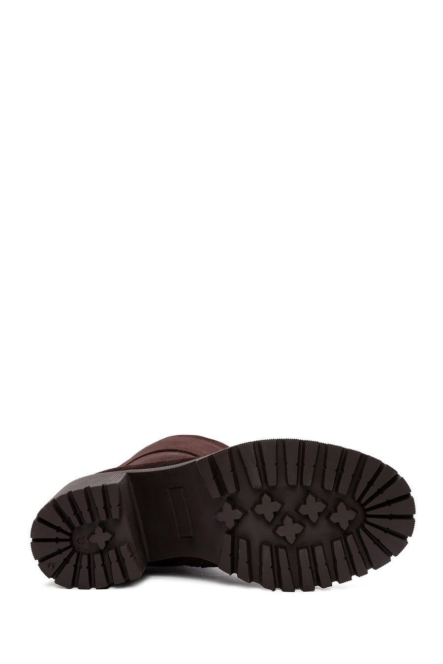 Woman Brown Zip Closure Chunky-Heel Suede Boots