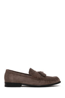 Erkek Gri Püsküllü Süet Deri Casual Loafer | Derimod