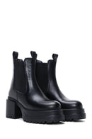 Women's Black Leather Heeled Chelsea Boots | Derimod