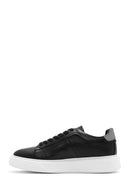Erkek Siyah Bağcıklı Kalın Tabanlı Deri Sneaker | Derimod