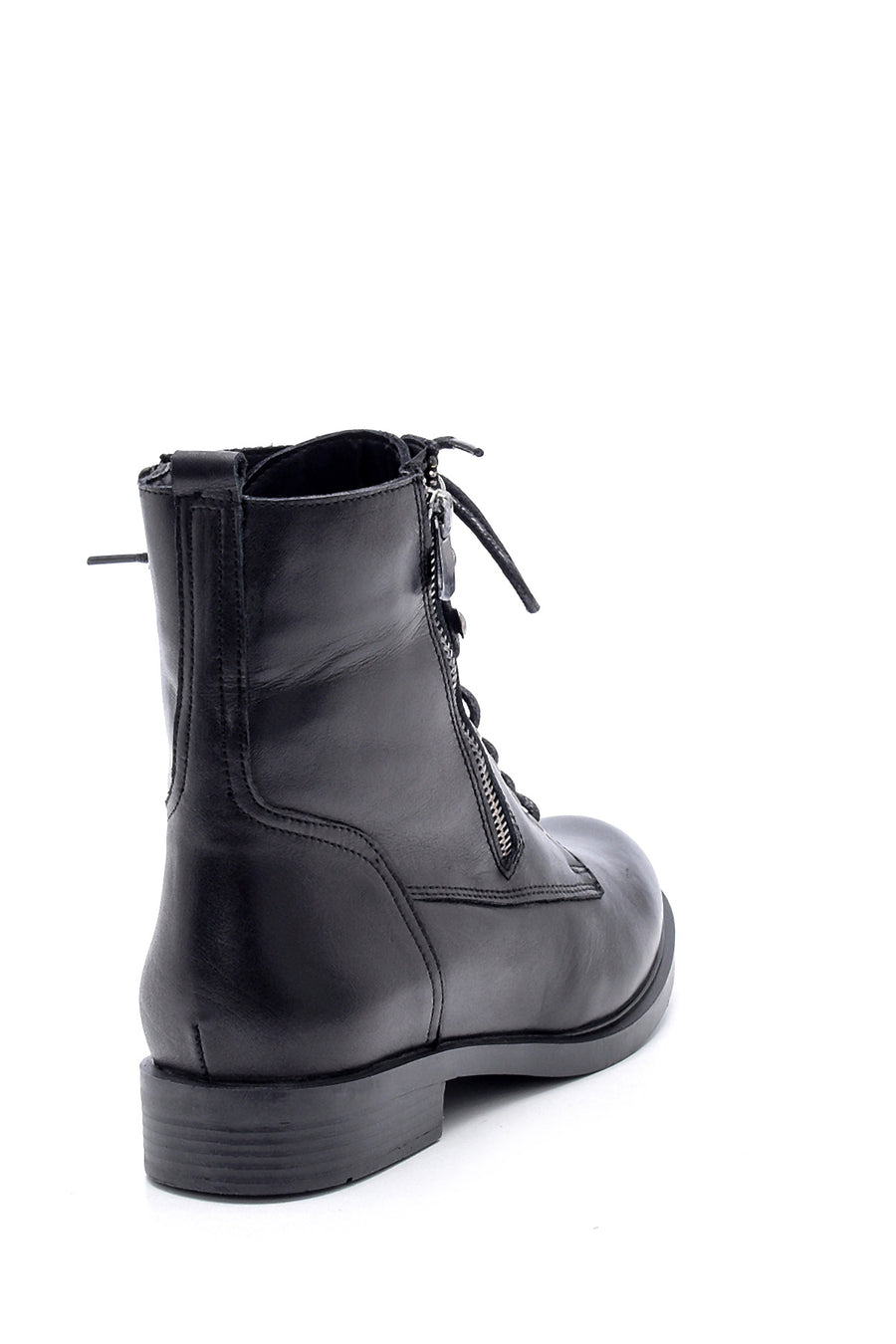 Women's Leather Zipper Detailed Boots