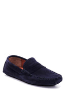 Men's Navy Blue Suede Leather Loafer | Derimod