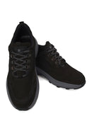 Erkek Siyah Bağcıklı Kalın Tabanlı Nubuk Deri Casual Sneaker | Derimod