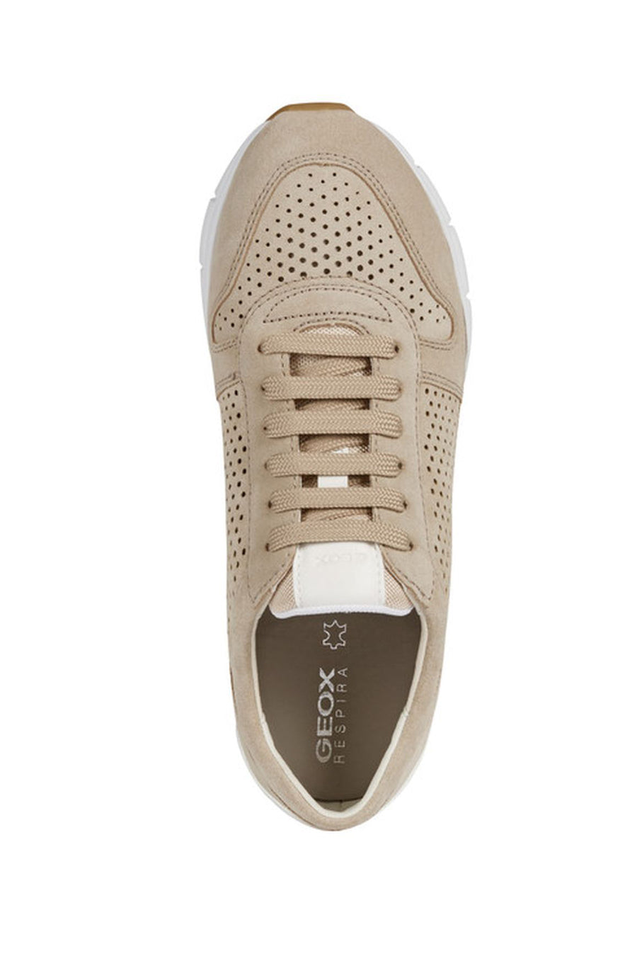Geox Women's Beige Sukie Lace-Up Fabric Sneaker