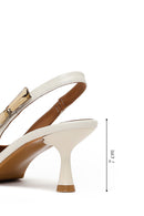Woman Cream Backless Heeled Leather Shoes | Derimod