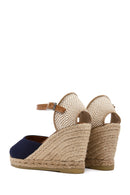 Women's Navy Blue Ankle Strap Wedge Heeled Espadrille | Derimod