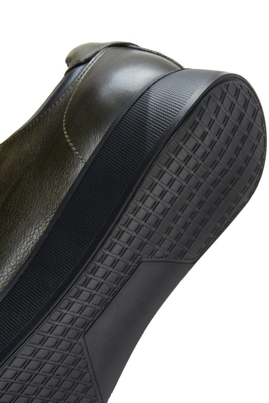Men's Khaki Leather Zipper Detailed Thick Soled Sneaker
