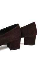 Derimod Flex Woman Brown Short Thick-Heeled Suede Stiletto | Derimod