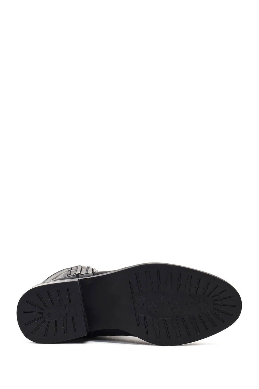Woman Black Zip Closure Leather Boots