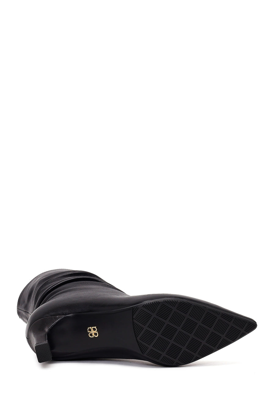 Woman Black Short Heeled Leather Boots