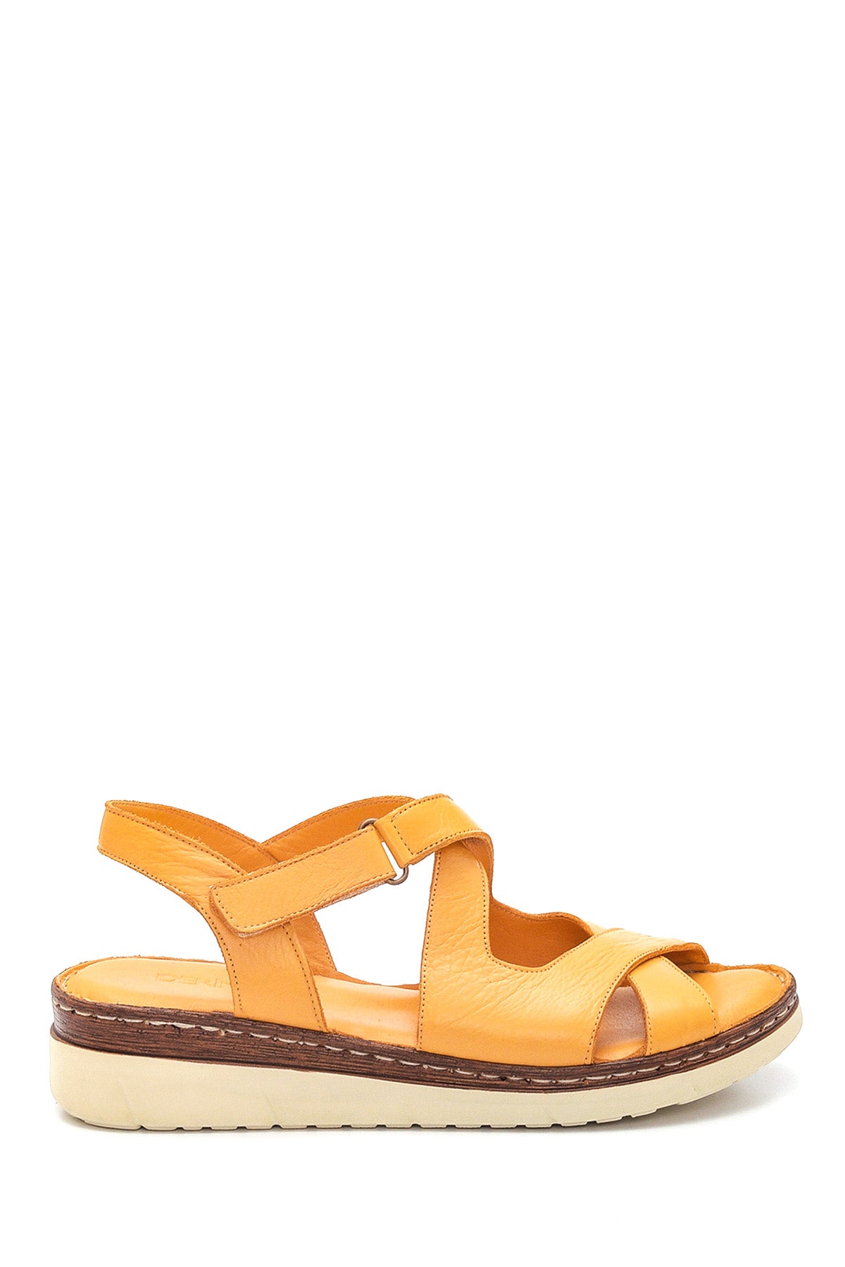Women's Yellow Leather Comfort Sandals 22SFD341218 | Derimod