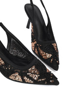 Woman Black Backless Sequin-Patterned Stiletto-Heel Shoes | Derimod