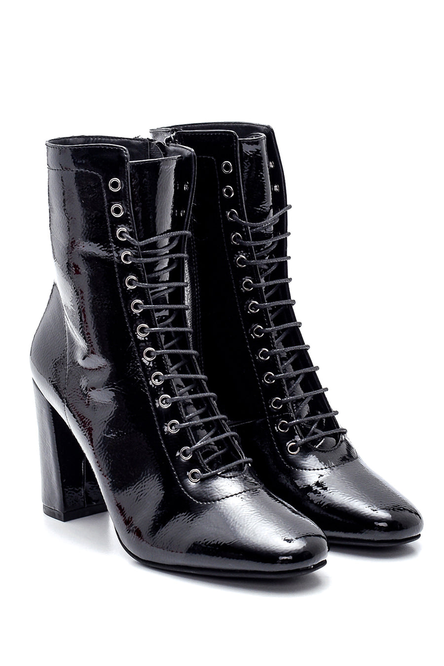 Women's Patent Leather Heeled Boots