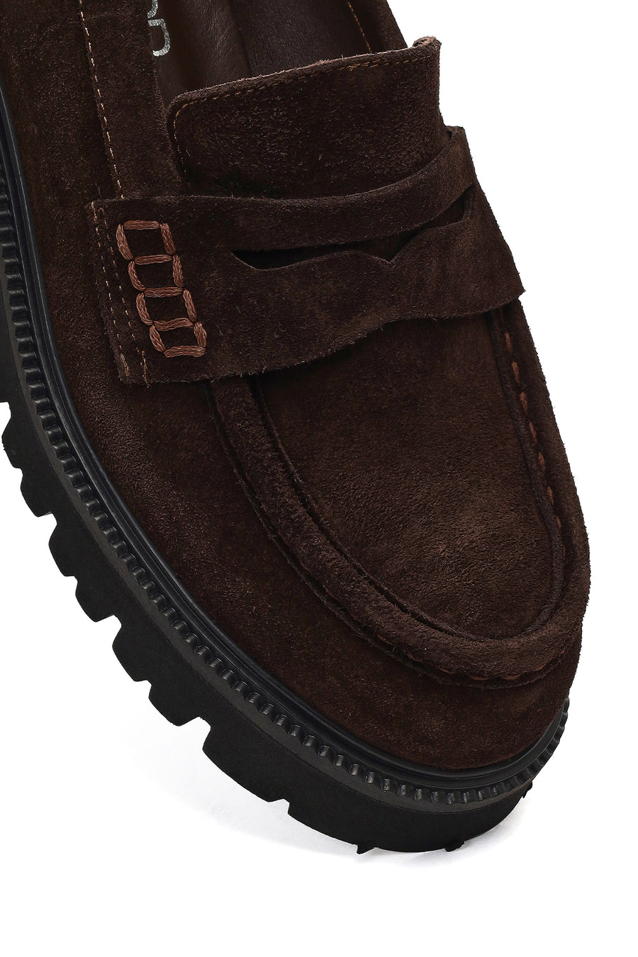 Woman Brown Thick-Soled Suede Loafer