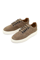 Men's Mink Lace-Up Thick-Soled Nubuck Leather Sneaker | Derimod