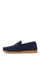 Men's Navy Blue Leather Casual Loafer | Derimod