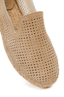 Women's Beige Patterned Suede Leather Espadrilles | Derimod