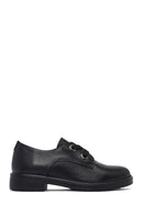Woman Black Laced Leather Oxford Shoes | Derimod