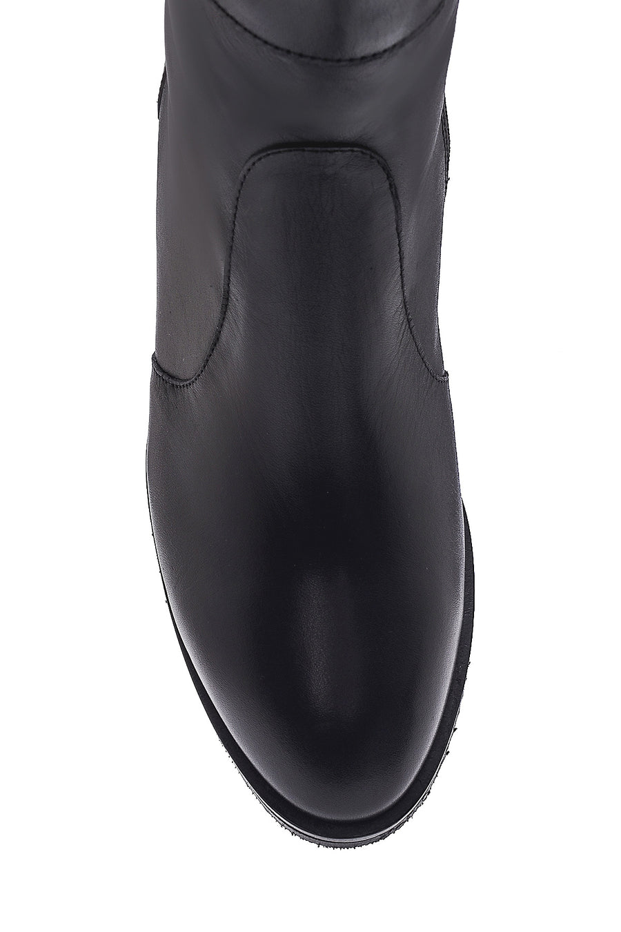 Women's Leather Double Buckle Medium Heel Boots