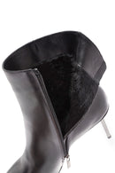 Women's Black Metal Detailed Thin High Heel Leather Boots | Derimod