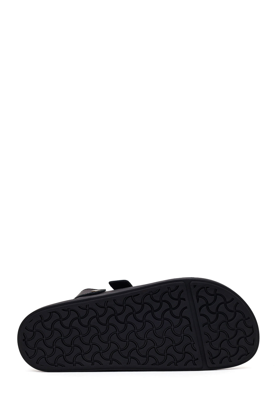 Male Black Double-Buckle Nubuck Leather Sandal