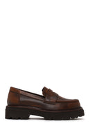 Kadın Kahverengi Kalın Tabanlı Deri Maskülen Loafer | Derimod