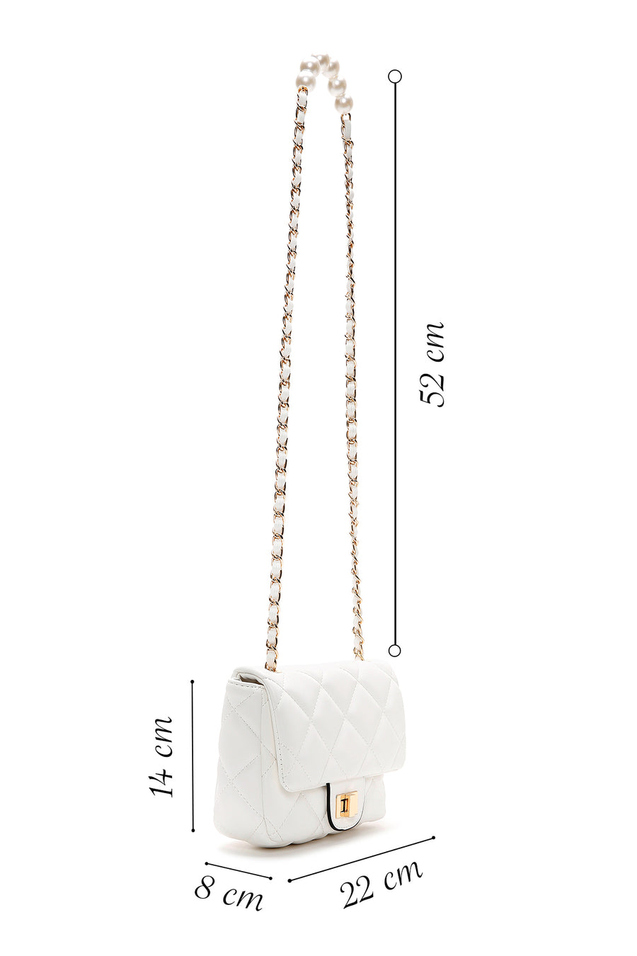 Women's White Long Strap Quilted Crossbody Bag