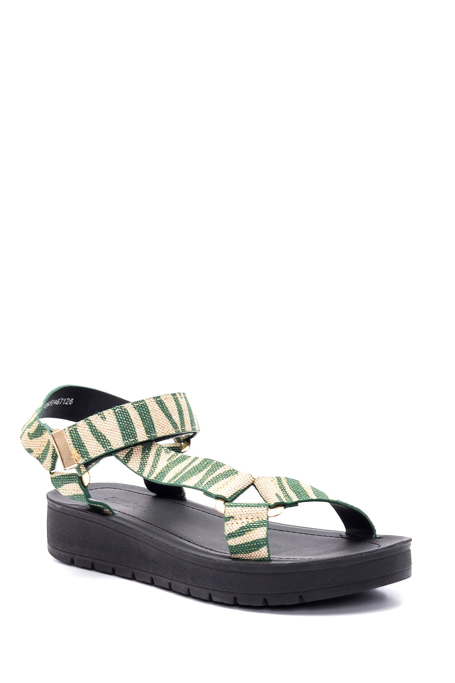 Women's Green Printed Sandals