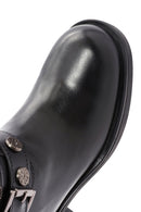 Women's Black Chunky Heel Biker Leather Boots | Derimod